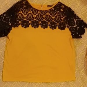 Yellow and black lace shirt